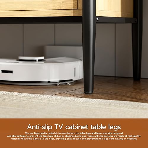 Miniatura 7 de IKIFLY Moderno soporte de TV LED para TV de 85 pulgadas, centro de entretenimiento de vidrio con 2 puertas de vidrio, 4 cajones y luces LED, mesa