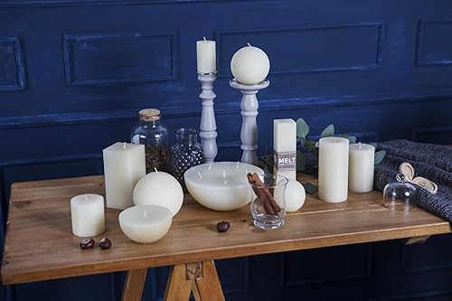 Miniatura 7 de Juego de 3 velas esféricas de 3 pulgadas sin perfume vertidas a mano para bodas, decoración del hogar, iglesia, restaurante, spa, mecha de algodón