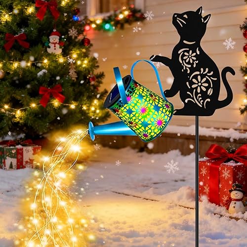 Miniatura 7 de Luces Solares de Regadera, Farol Colgante de Gato, Luces Solares para Exteriores, Regalos para Amantes de los Gatos para Mamá, Mujeres, Cumpleaños