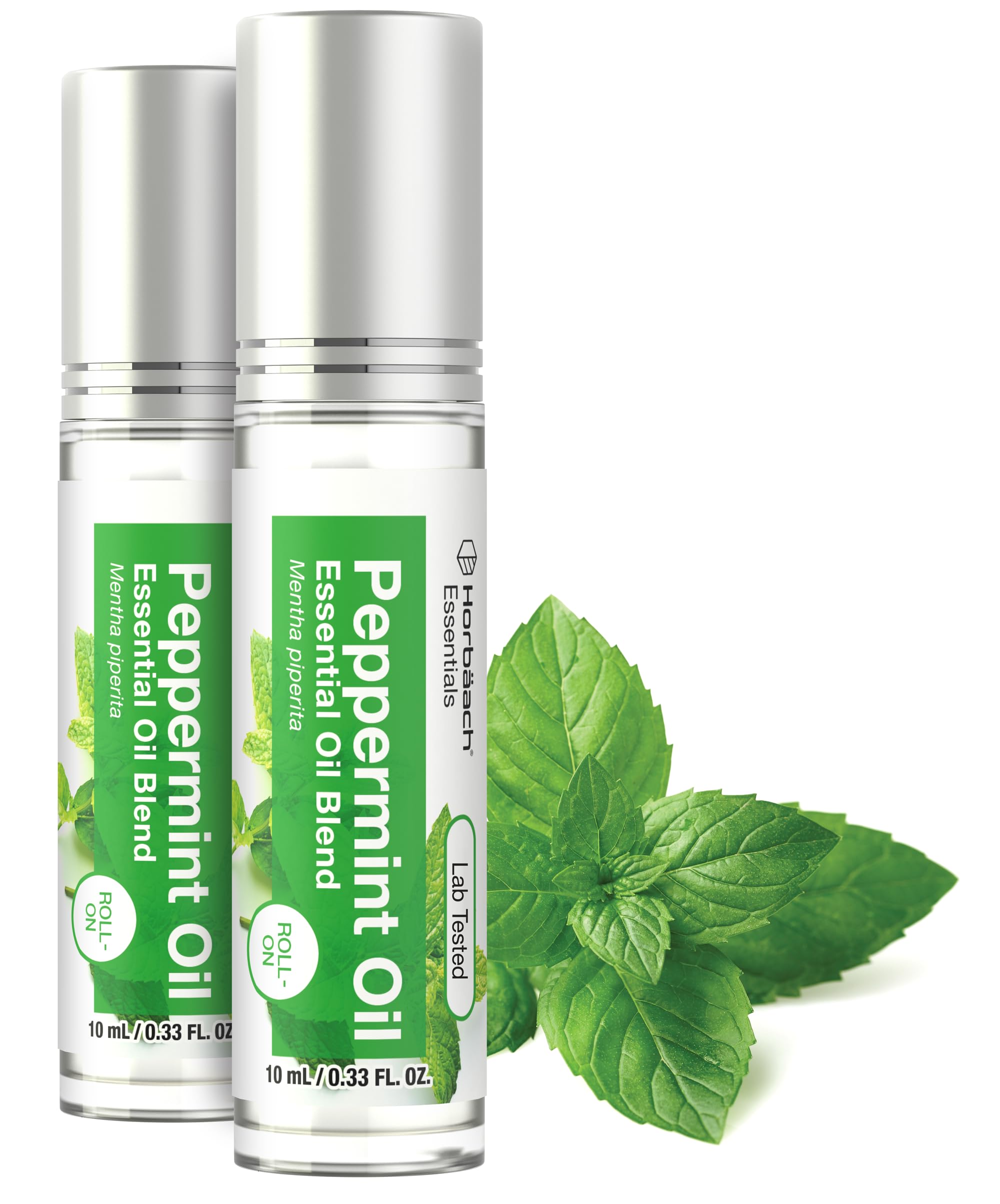 Horbäach Peppermint Oil Roll On Blend | .33 fl oz (Pack of 2) | Essential Oil Roller for Skin