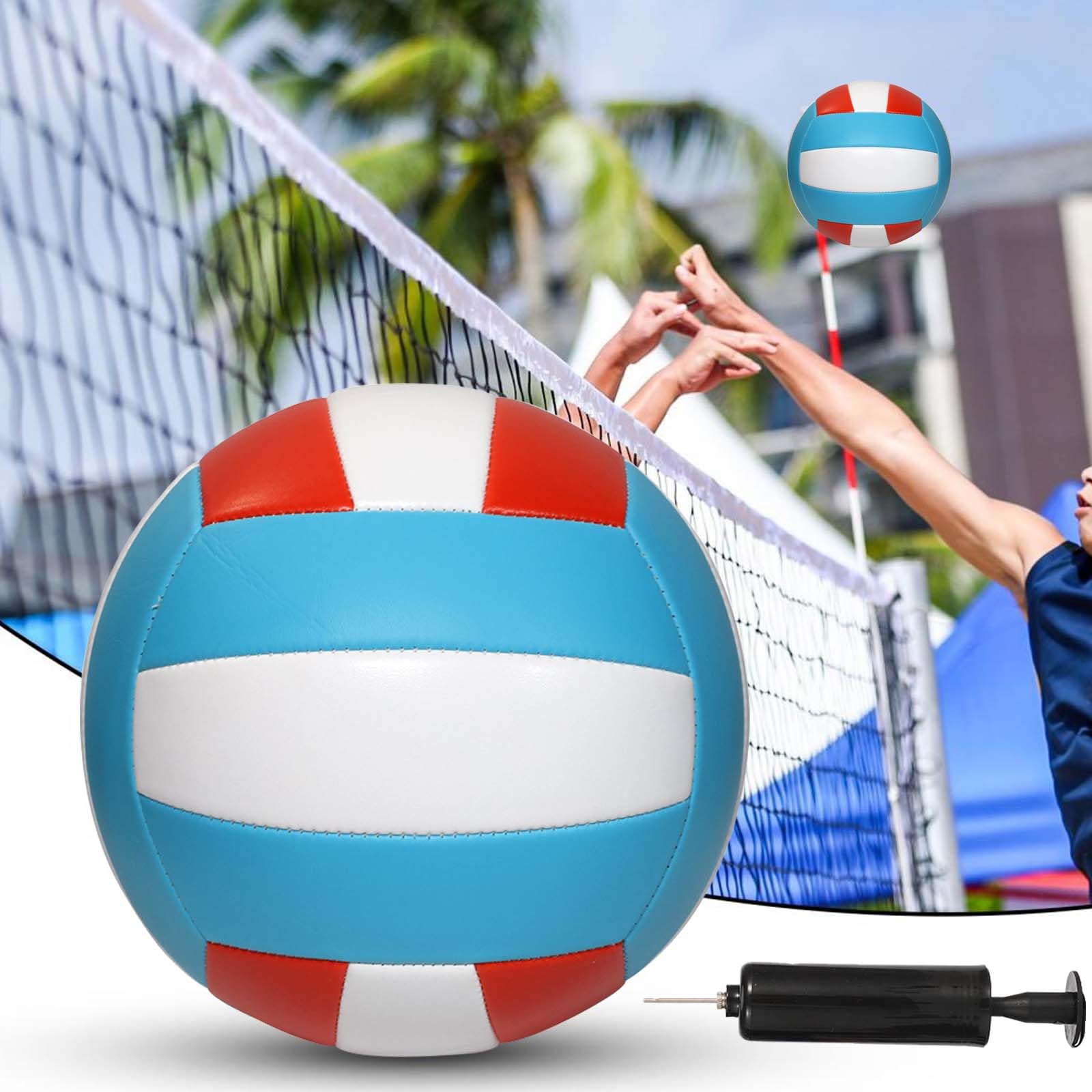 Pelota de voleibol oficial tamaño 5 PVC suave con bomba azul blanco rojo