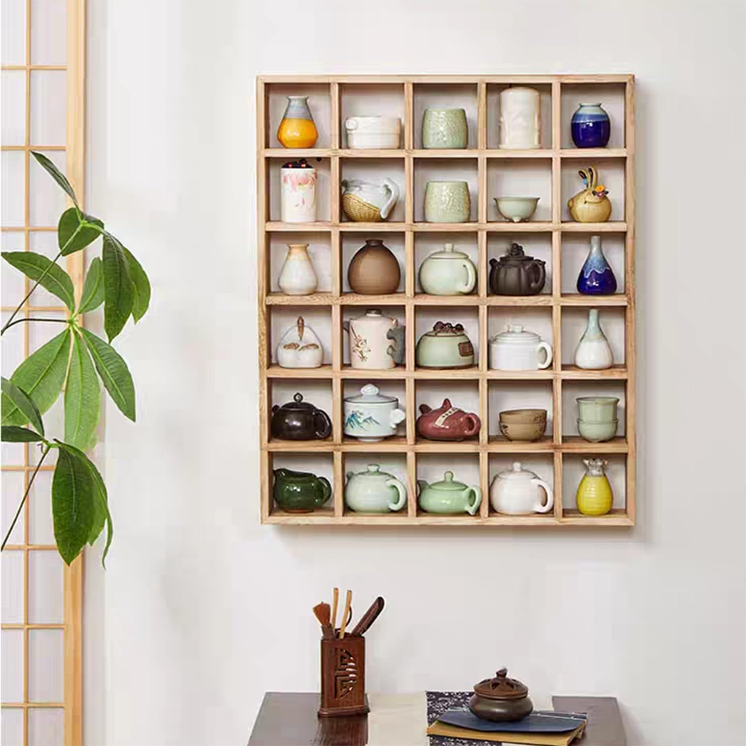 Estantes de pared de madera para tazas de café, soporte rústico para tazas de té, estante flotante para curiosidades que ahorra espacio para sala de estar o cafetería