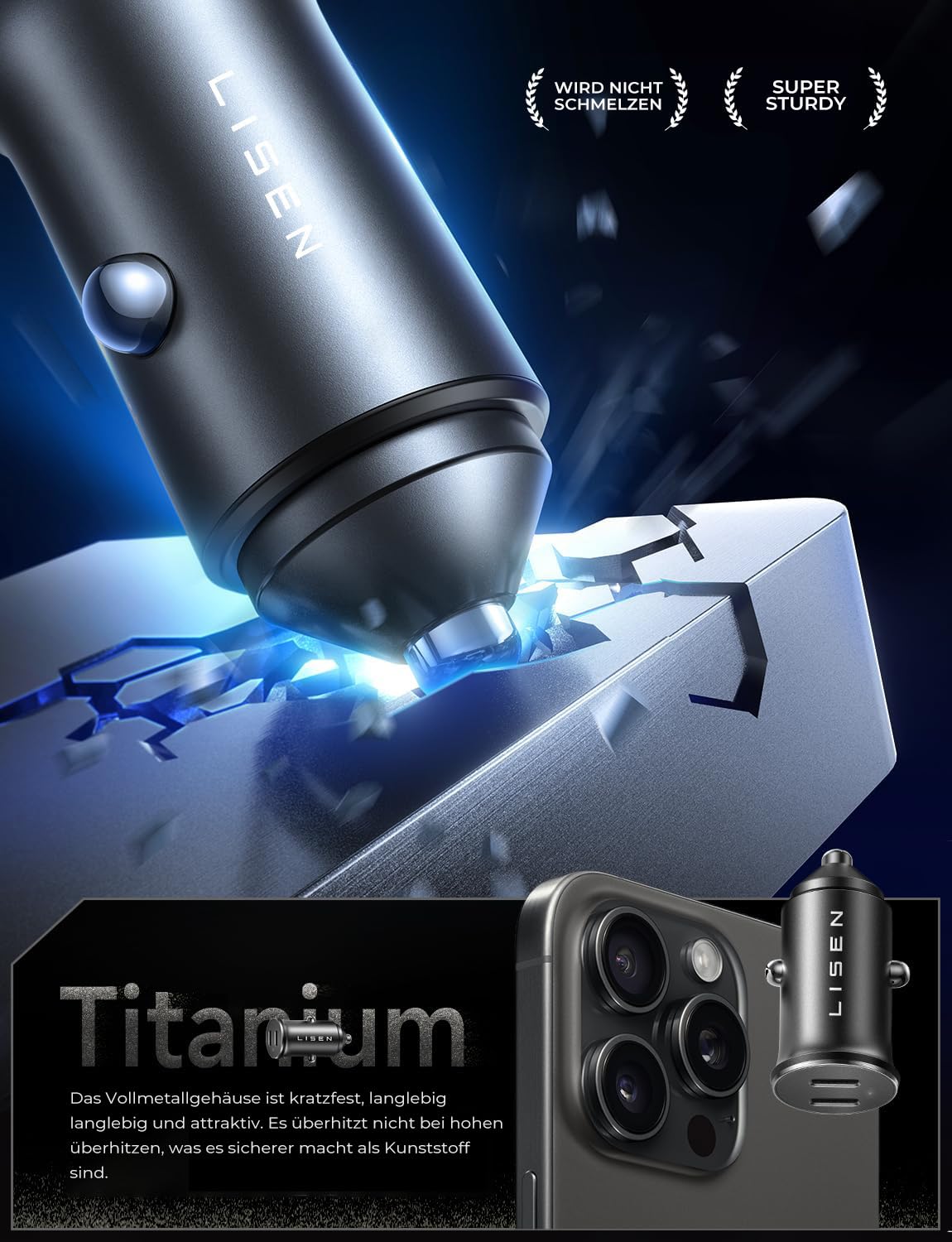 Accendisigari - Verteiler 2-Fach 8A 90&deg; Adattatori Alimentazione