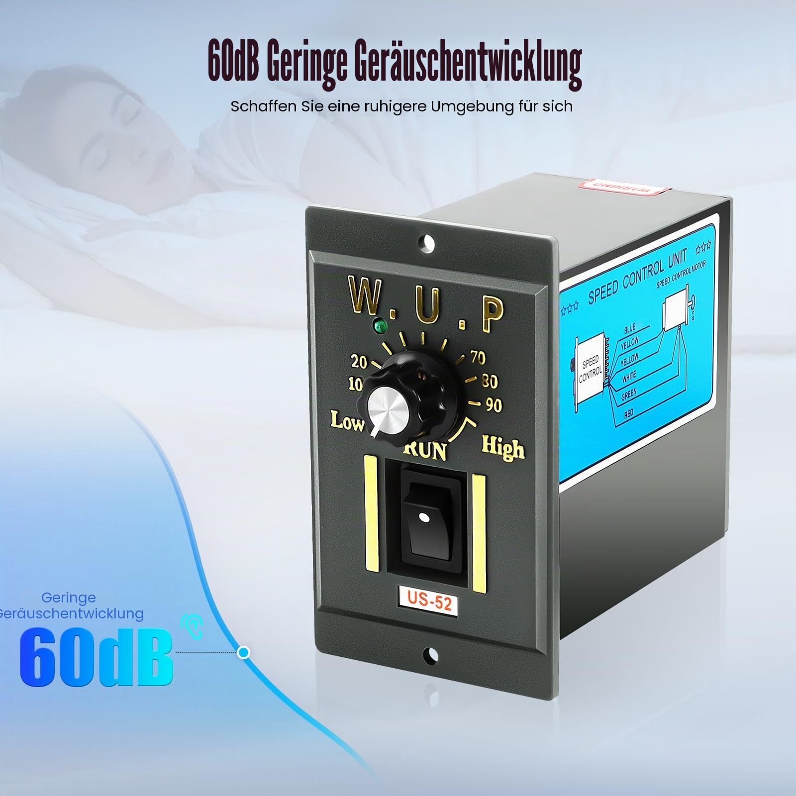 220V 90W AC Getriebemotor, Wechselstrom Elektromotor, Einphasig Getriebemotor, Mit Drehzahlregler 0-270RPM, Gear Motor, für Verpackungs, Druck- und Baumaschinen
