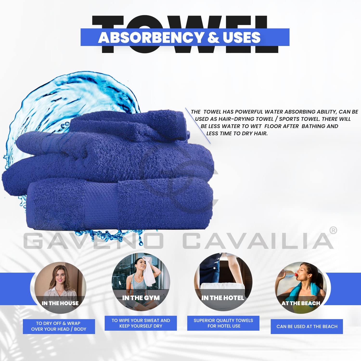 GC GAVENO CAVAILIA Lot De 2 Grandes Serviettes De Bain En Coton égyptien De 700 G/m² à Séchage Rapide – Serviettes Douces Au Toucher – Noir – 228,6 X 360,6 Cm