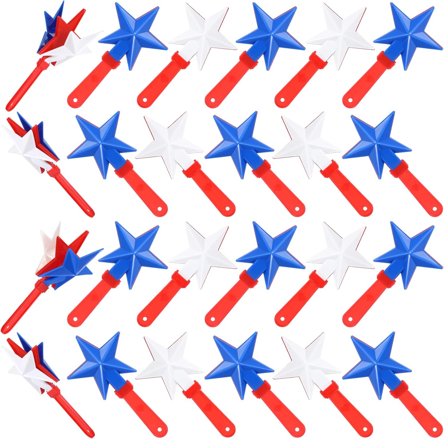 48 Pcs Independence Day Star Hand Clapper Noise Makers Bulk