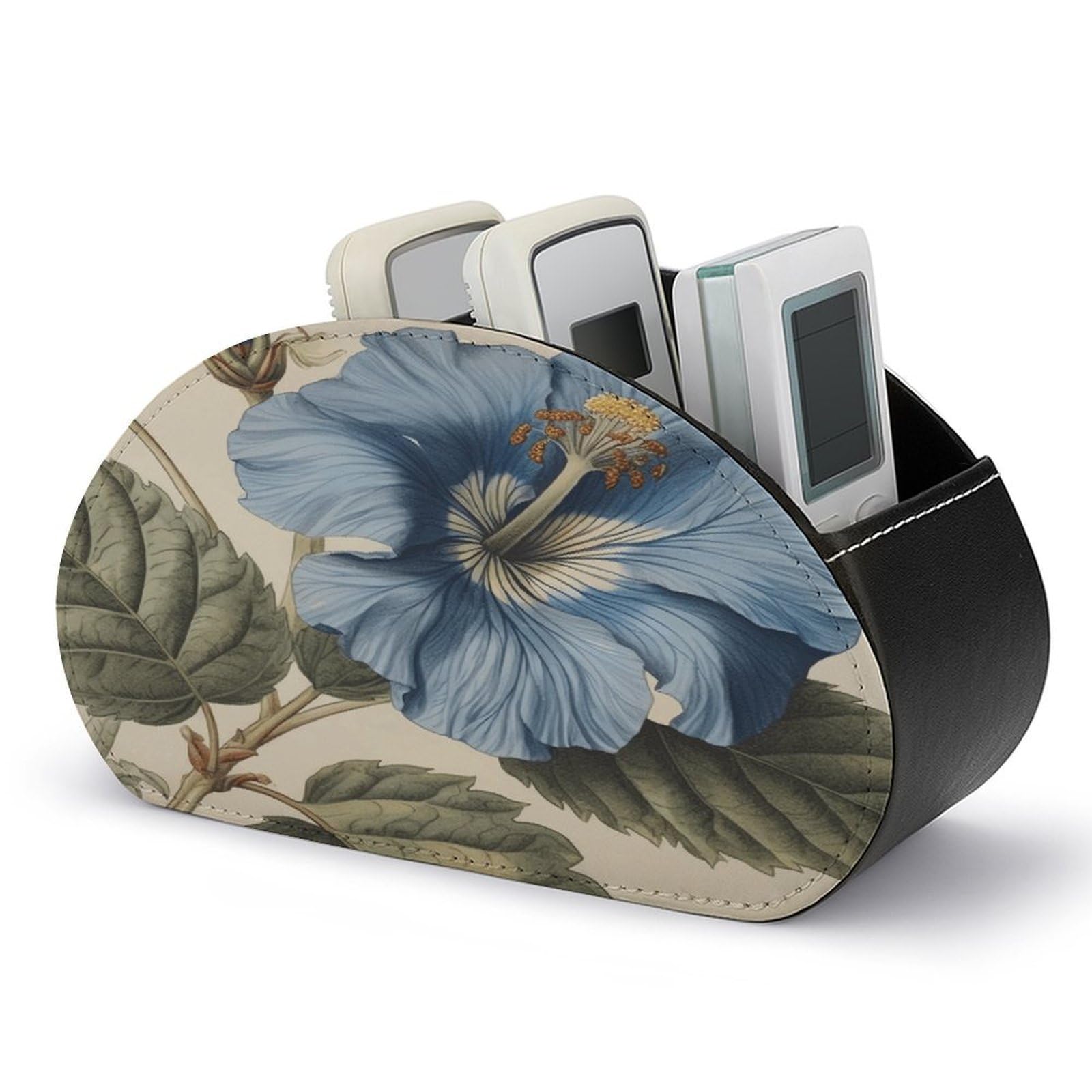 Btcowzrv Style Hibiscus Flower Art Remote Control Holder With 5 Compartments