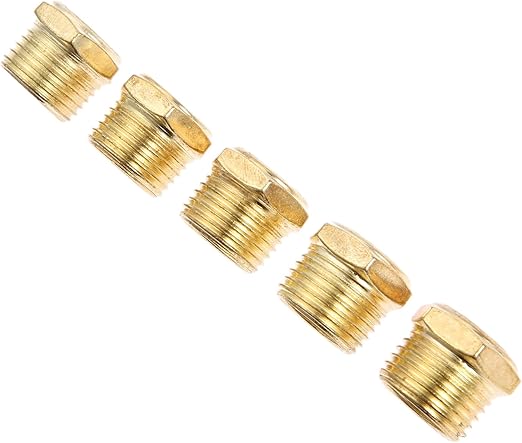 Mtsooning Air Pneumatic Muffler, 5PCS Sintered Bronze Exhaust Silencer Fitting Flat 1/2" NPT Head Threaded Vent Filter