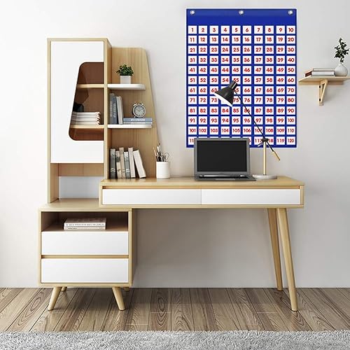 Miniatura 4 de EAMAY Tabla de cien bolsillosconteo de números del 1 al 120 con 120 bolsillos transparentes y 130 tarjetas de números de colores (120 bolsillos)