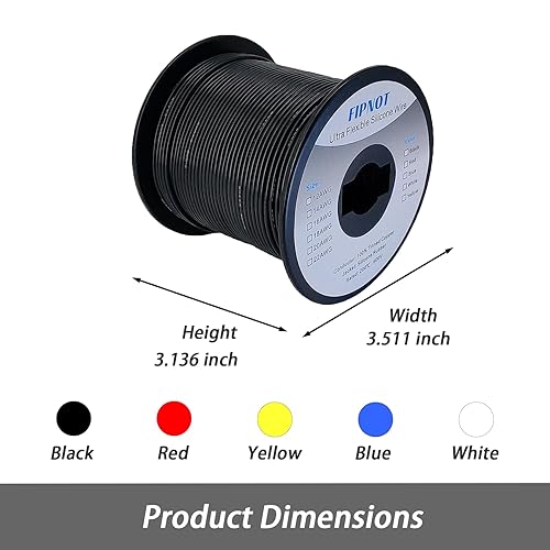 Vista 12 de Alambre de silicona de calibre 14 – Bobina negra de 100 pies, alambre de cobre estañado trenzado de 14 AWG, 392.0 °F 600 V – Automotriz, batería