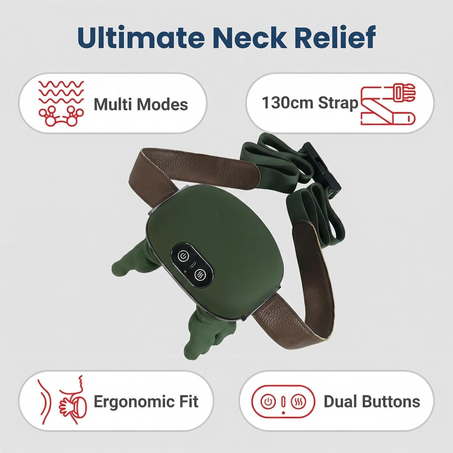 Neck and Shoulder Massager with Heat, Deep Tissue 4D Kneading Massage Pillow, Real Hand Simulation 5-Finger Massage, Hands-Free Strap, Pain Relief for Neck, Back & Shoulders