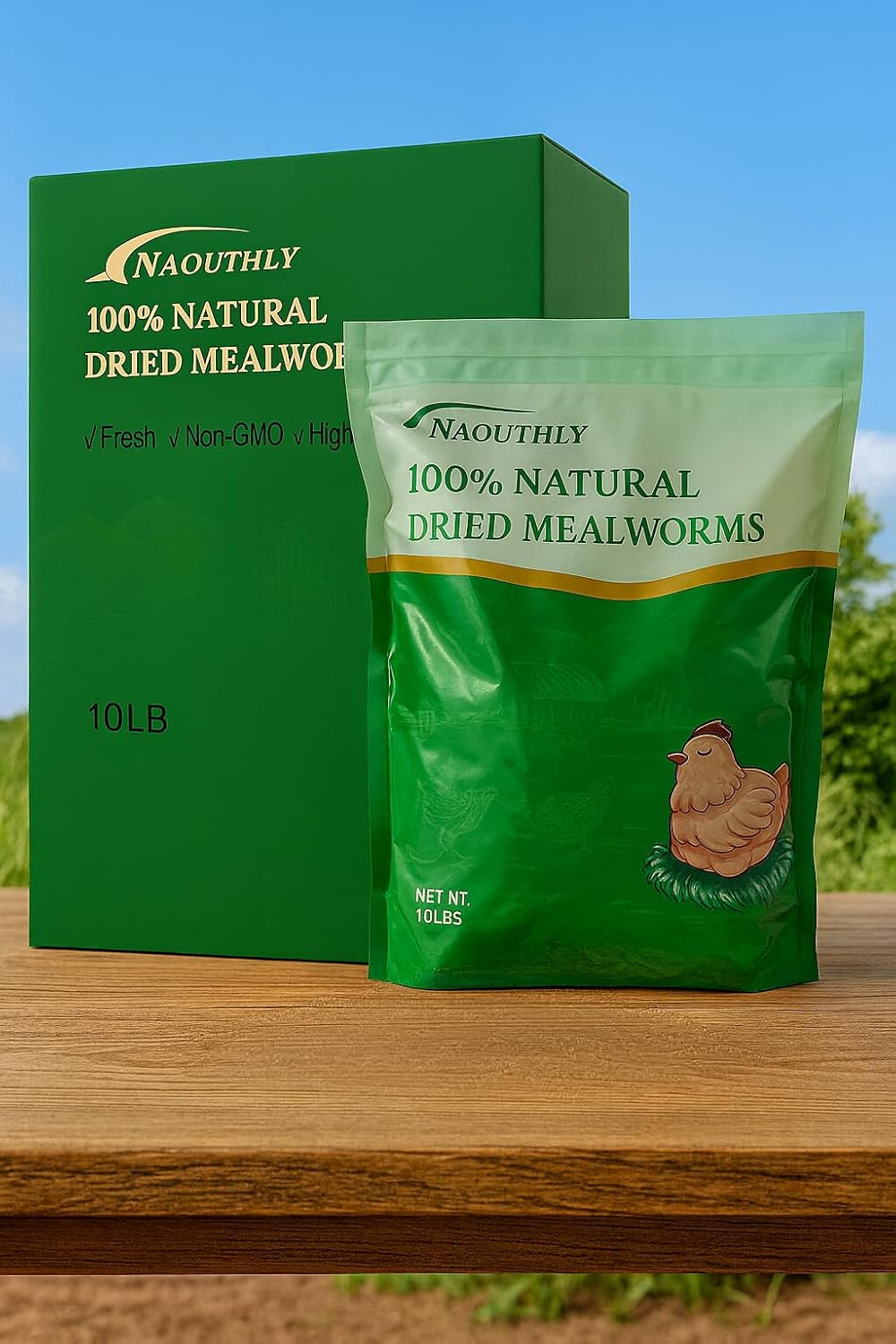 Bulk Dried Mealworms 10Lb Bag -Premium Non-GMO Dried Mealworms for Chicken, Nutritious High Protein - 100% Natural for Laying Hens, Birds, Ducks, Chicken Feed