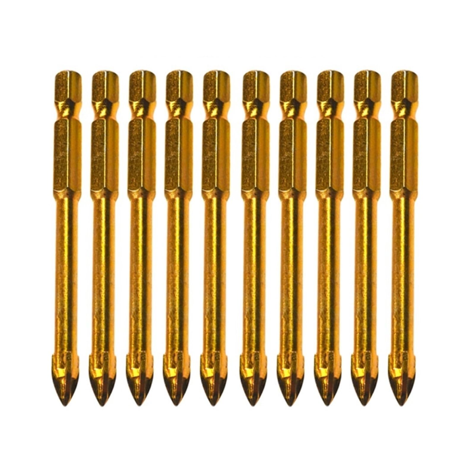 10 pz 6/8mm punta da trapano titanio piastrelle di ceramica marmo vetro testa lancia codolo esagonale attrezzatura officina utensili elettrici parti punte(6mm)