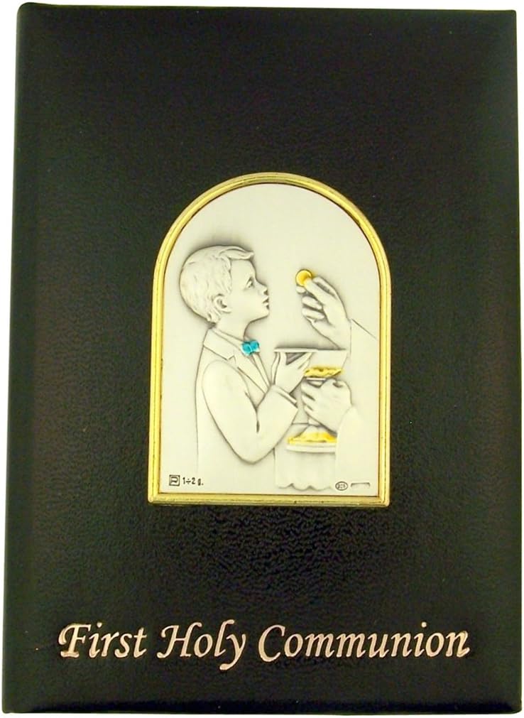 First Holy Communion Padded Leatherette Missal with First Communion Boy Image, 5 1/4 Inch