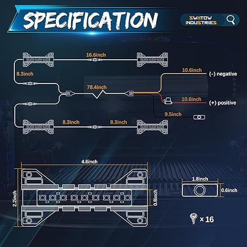 Miniatura 2 de Luces de caja de camión, 4 cápsulas, kit de barra de luz LED SWATOW INDUSTRIES Truck con interruptor de recogida de luces traseras de carga