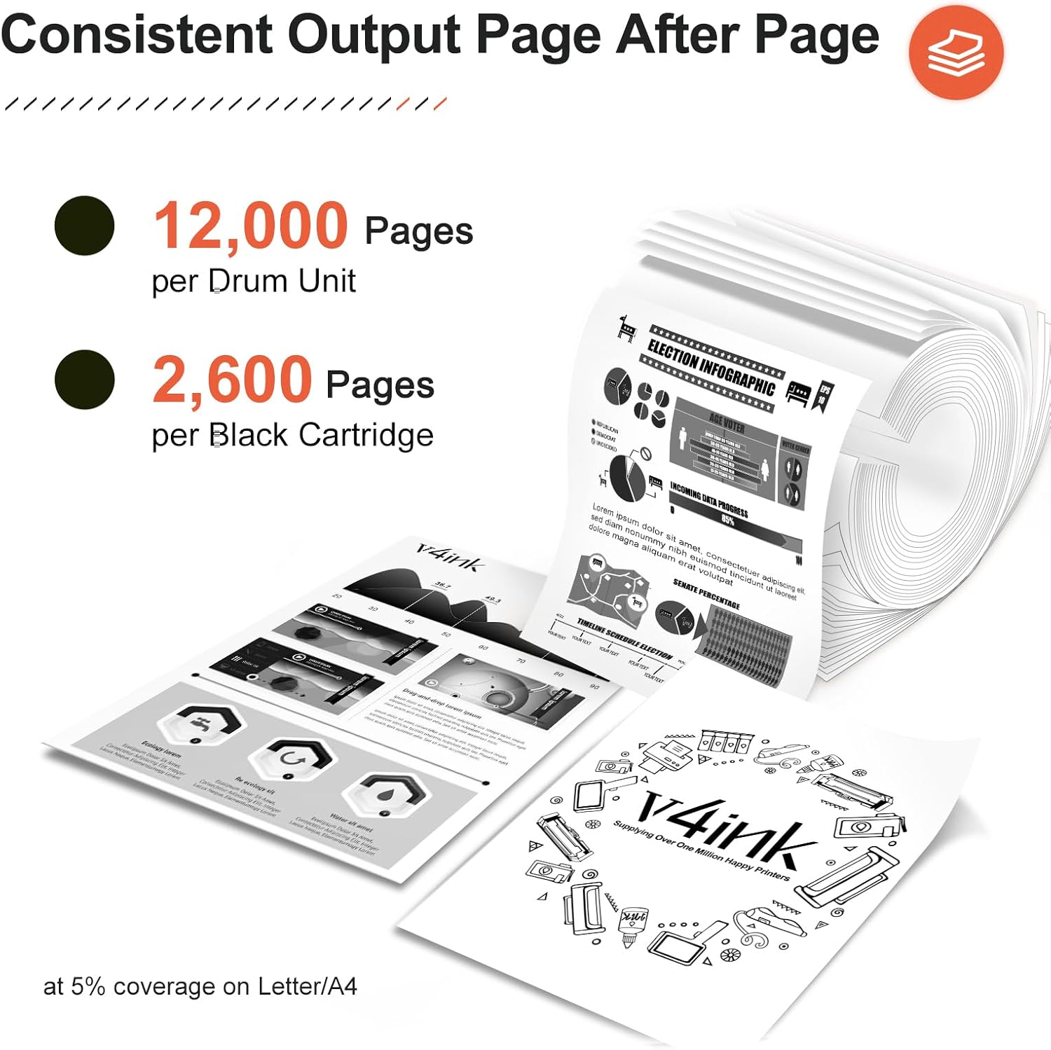 v4ink 3PK Compatible TN450 Toner and DR420 Drum Replacement for Brother TN450 TN420 Toner Cartridge DR420 Drum Set Black for HL-2270dw HL-2280dw HL-2230 HL-2240d MFC-7240 MFC-7360n MFC-7860dw Printer