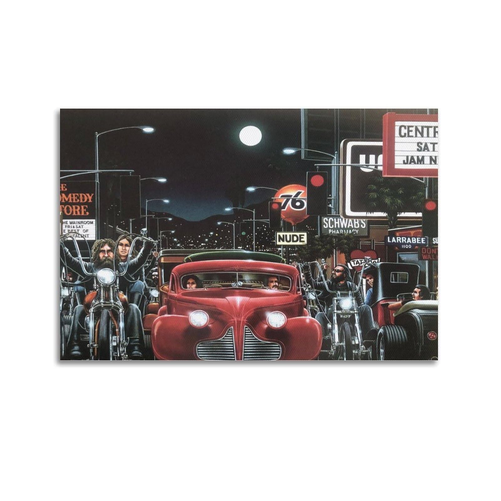 xiaoxiaoshen David Mann Motorcycle Canvas Poster Wall Art Prints Room Aesthetic Murals Bedroom And Living Decorations 20x30inch(50x75cm)