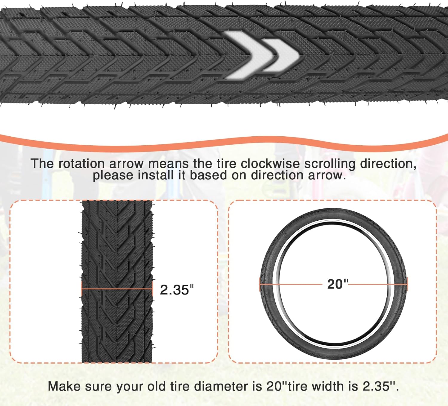 MEGHNA BMX Bike Tire 20 x 2.35 inch 60-406 Tire Foldable Tire Set 20 inch Replacement All - Terrain Tire for BMX Freestyle Kids Bike with Tire Lever