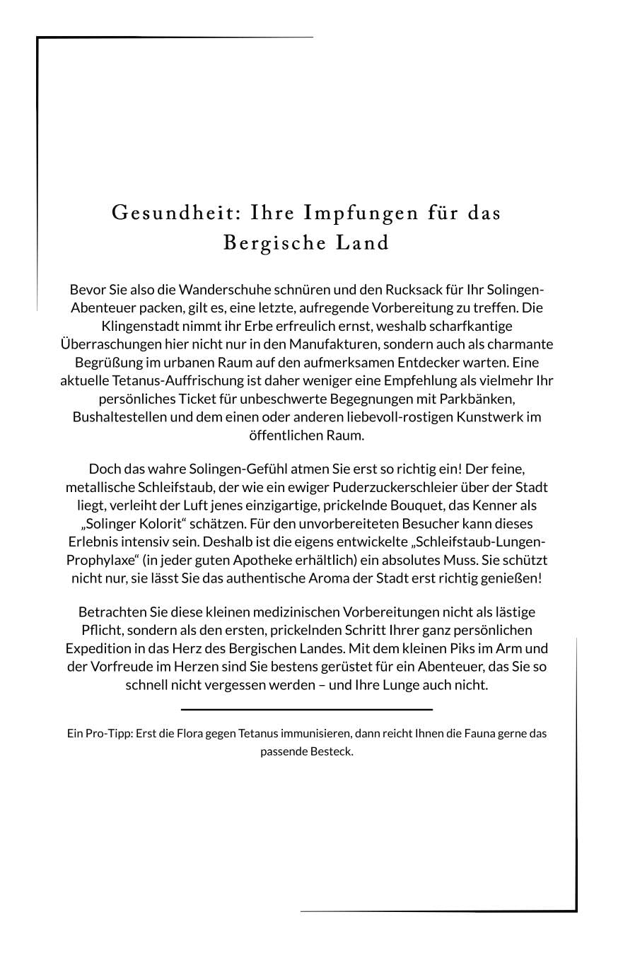 Solingen: Klingen, Klischees und die Angst, sich beim Sightseeing zu schneiden. Der erfundene Reiseführer
