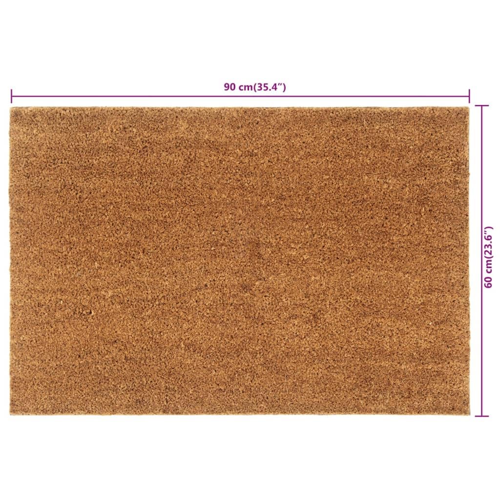 Paillasson en fibre de coco - 60 x 90 cm - Naturel touffeté - Avec dessous antidérapant - Pour entrée - Pour l'intérieur et l'extérieur - Matériau durable - Anti-saleté