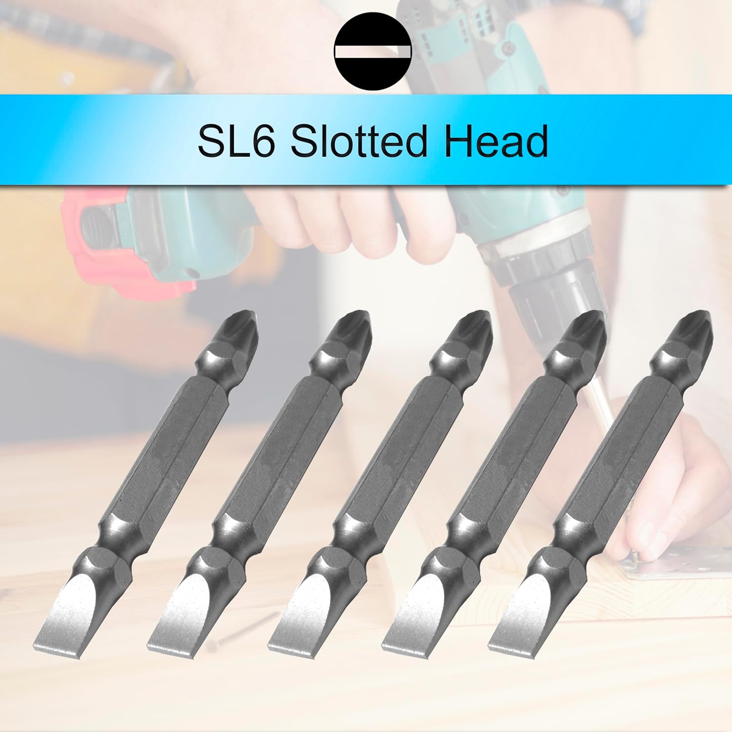 5Pcs PH2/SL6 Phillips and Slotted Flathead Double Ended Screwdriver Bits Magnetic Set 1/4 Inch Hex Shank (5)
