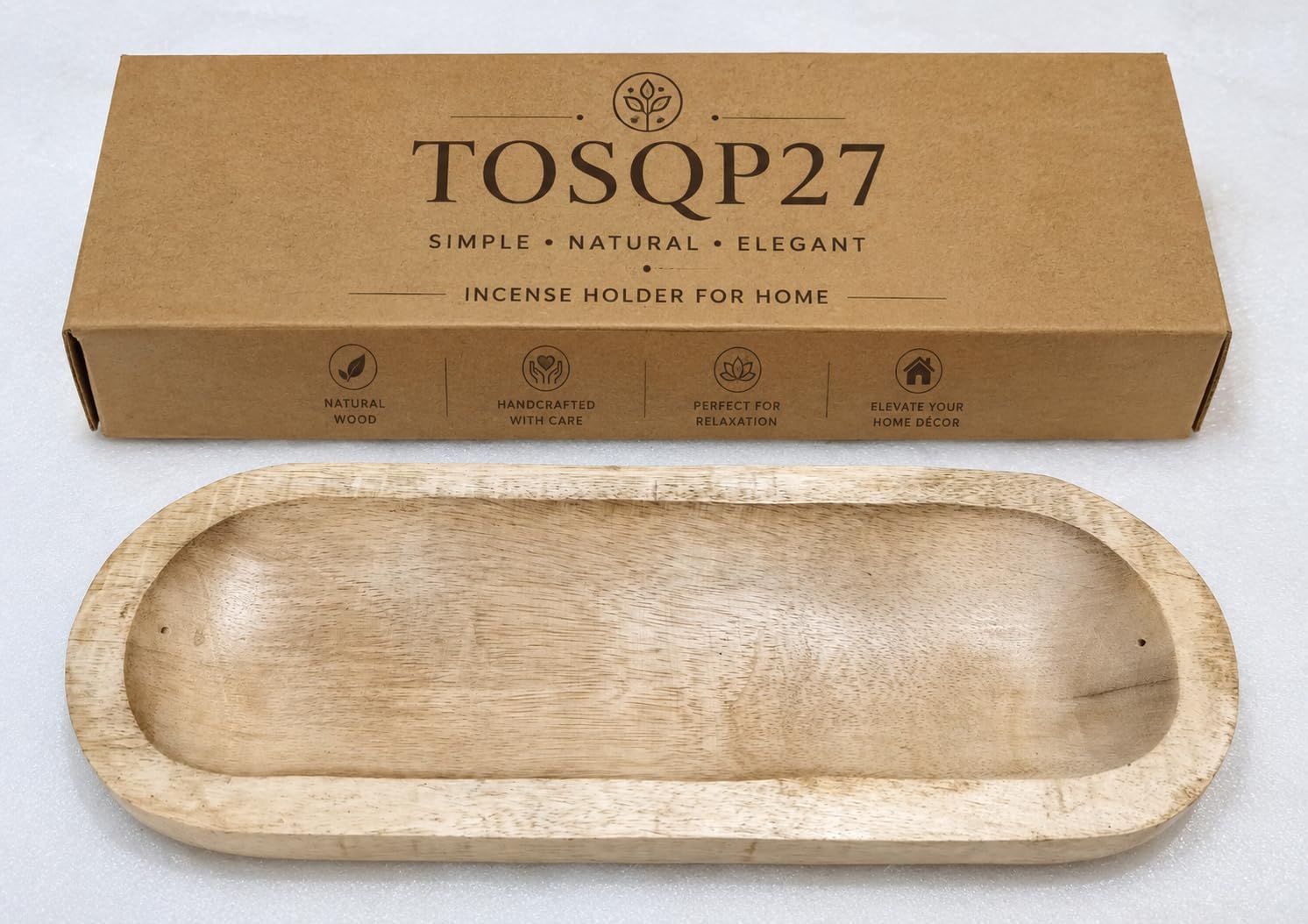 TOSQP27 Handmade Wooden Incense Holder Stick Burner – Decorative Ash Catcher Tray for Meditation, Yoga & Aromatherapy – Gift Agarbatti Holder for Home Decor, Office, Zen Room & Spiritual Gifts