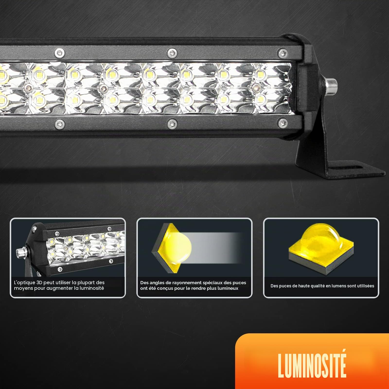 Willpower Barre LED 38cm 15'' 108W Rampe LED Slim 12V 24V IP67 Étanche Projecteur Feux Phare de Travail LEDs pour 4x4 Voiture Camion Tracteur Quad Avec Faisceau de Câbles
