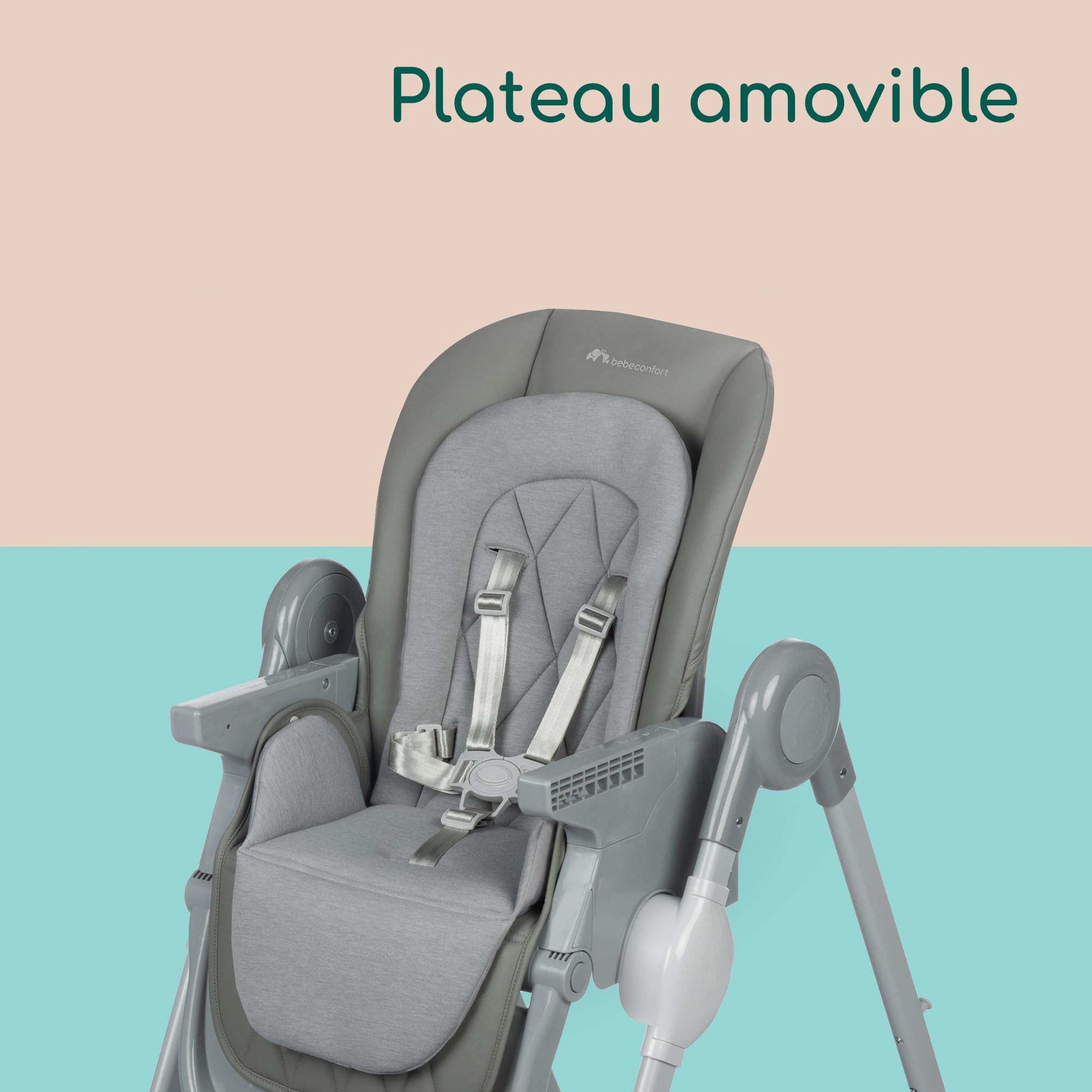 Chaise haute Bebeconfort Olea réglable 9 positions hauteur 3 inclinaison 0-3 ans 15 kg Tinted Grey