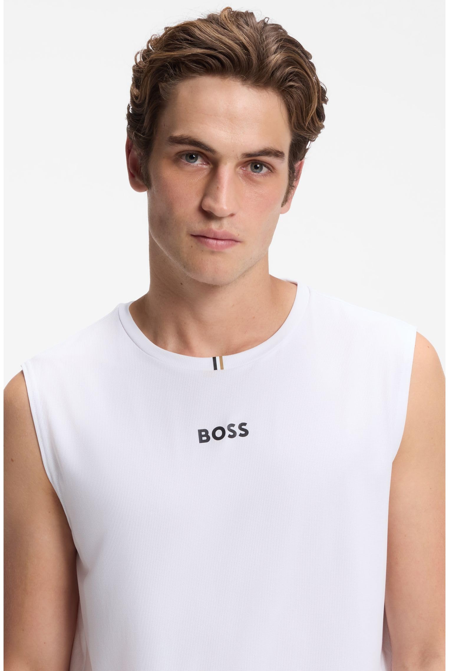 BOSS Active Tanktop Aus Stretch-gewebe Mit Streifen Auf Der Rückseite