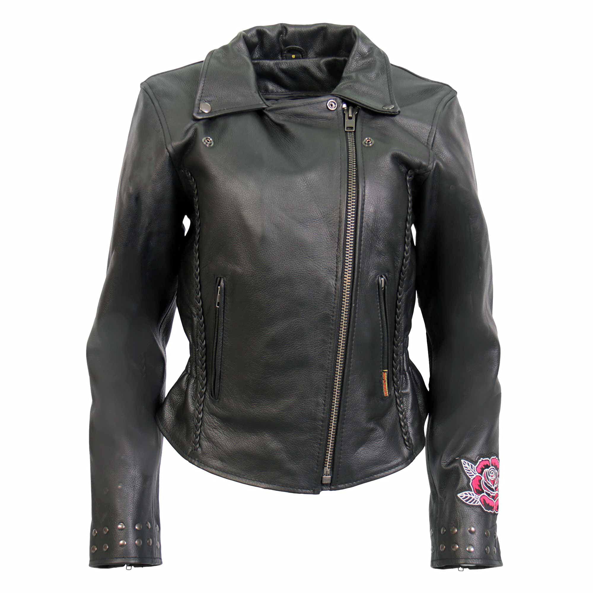 Hot Leathers Women's Leather Motorcycle Riding Jacket (JKL2001-BLACK, XX-Large): Jkl1027-black Small