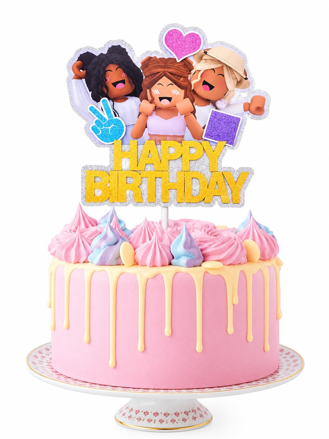 Amazon.com: Video Game Cake Topper, 8.27x6.3in, Girls Theme