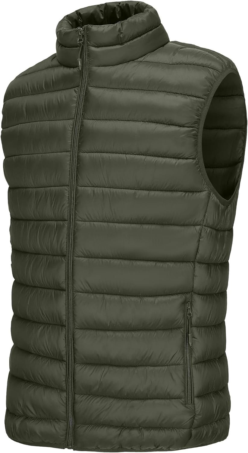 Polu Men's Puffer Vest Lightweight Sleeveless Jacket Full Zipper Outerwear Vest Outdoor Puffer Vest with Pockets
