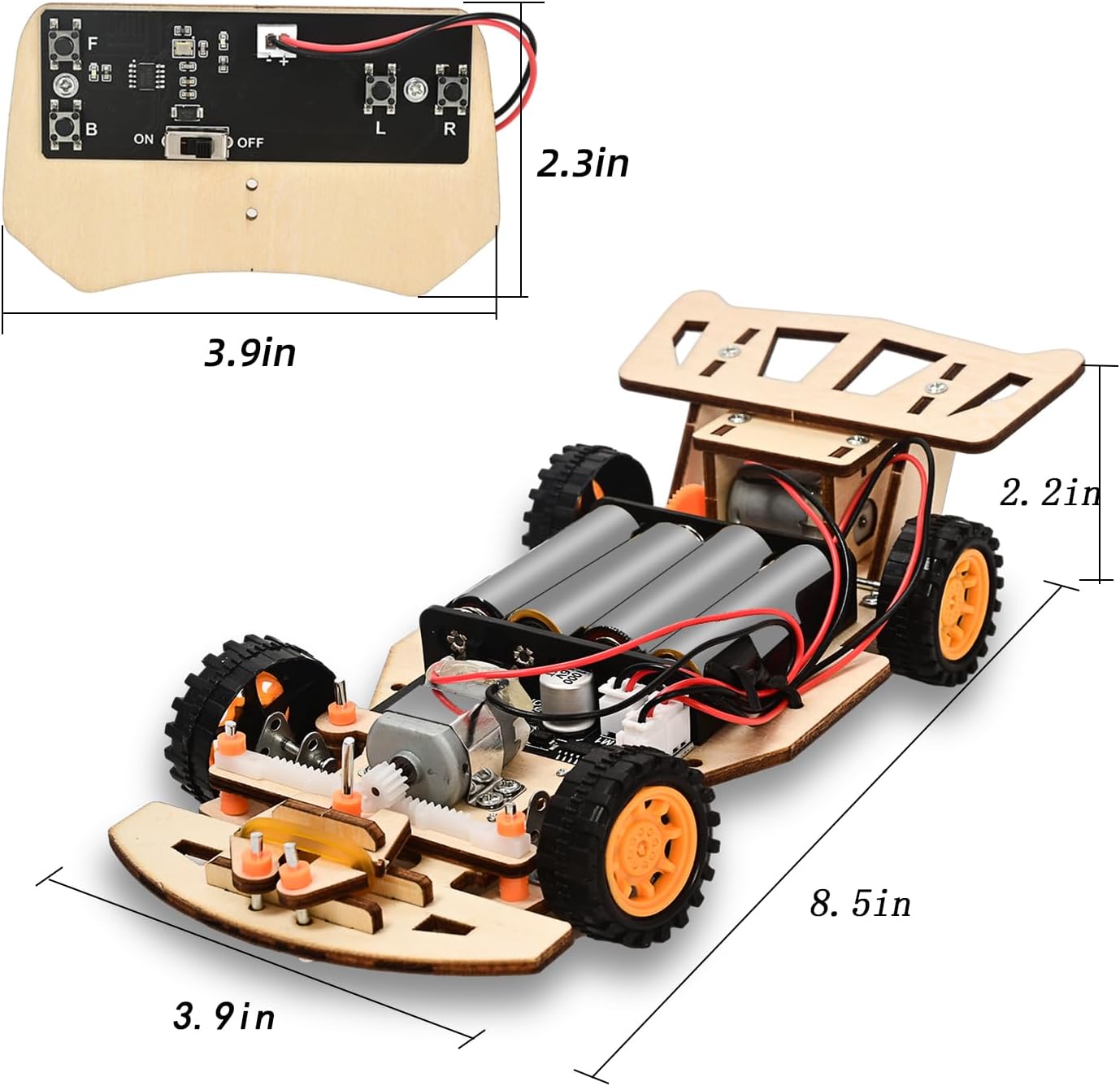 Self-Centering Steering Remote Control Car，STEM Projects for Kids Ages 8-12，Engineering kit, DIY rc car kit, STEM Kits for Kids Ages 8-12