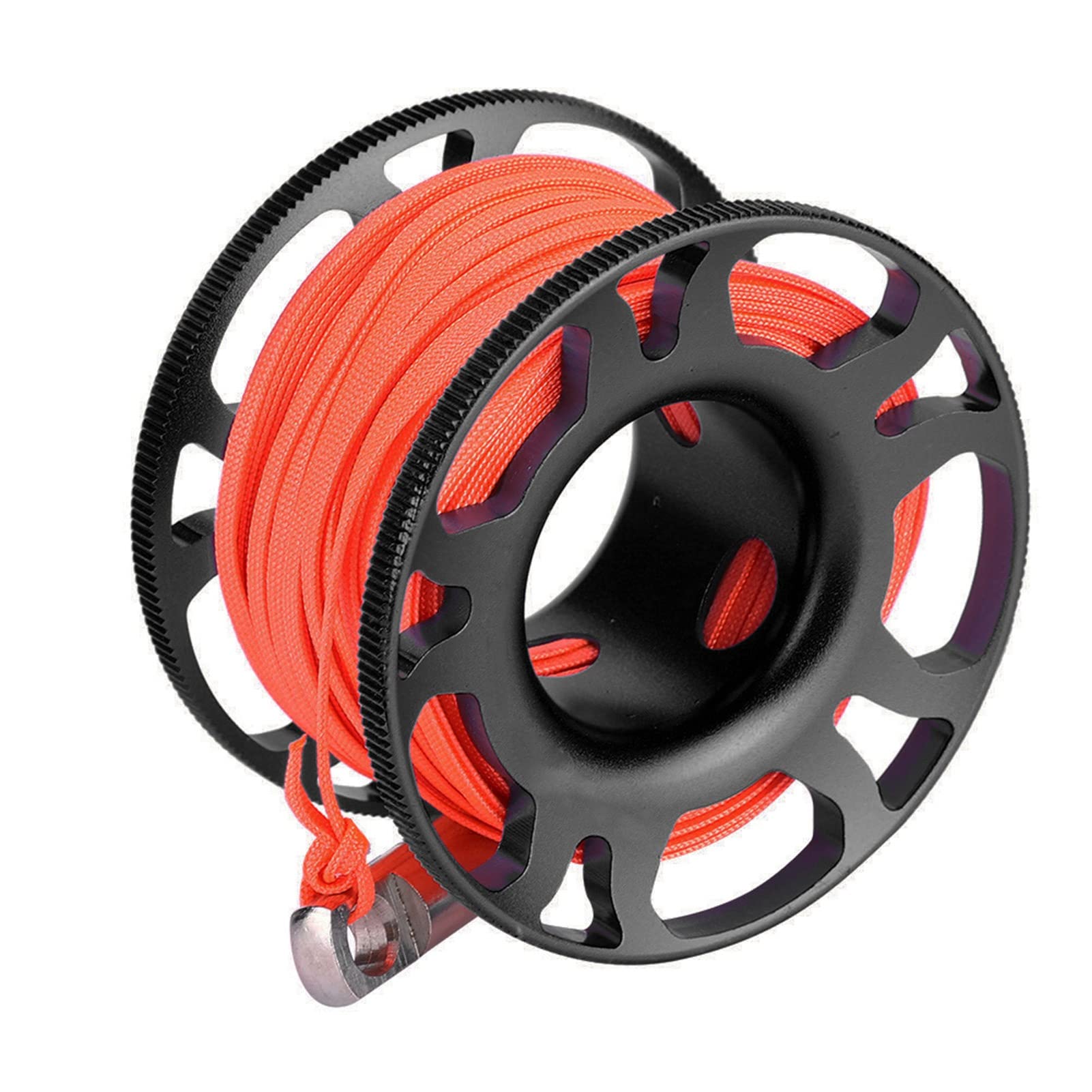 Keep Diving Aviation Aluminium Finger Reel Clip Scuba Diving Tech Spool 15m Line (Schwarz)