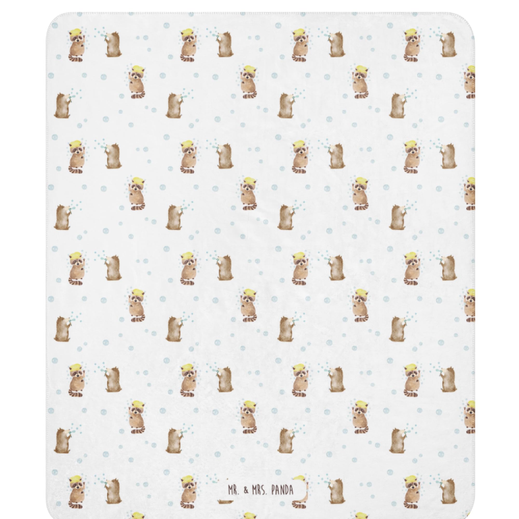 Mr. & Mrs. Panda Decke Waschbär 130 x 155 cm - Geschenk, Gute Laune, Tagträumen, Tagesdecke, Plan, Heimdecke, Seifenblasen, Plaid, Sofadecke, Waschen, Fröhlich, Kuscheldecke