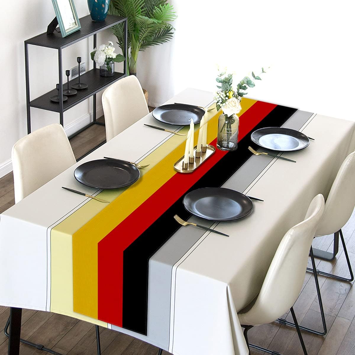 Linen German National Flag Table Runner Oktoberfest Decoration for Kitchen Dining Room Home Decor (13" x 72") image 3