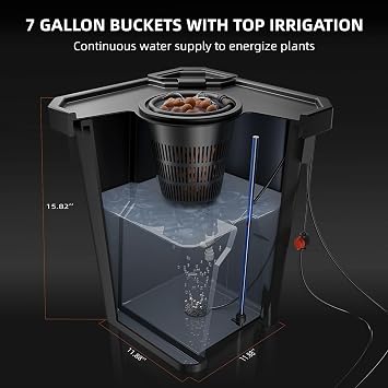Spider Farmer DWC Hydroponics Growing System Kit 4 Buckets for Indoor Plant | 7-Gallon Deep Water Culture, New Triangular Cover Design, Recirculating Drip Gardening System with Top Drip Kit, 11W Air Pump