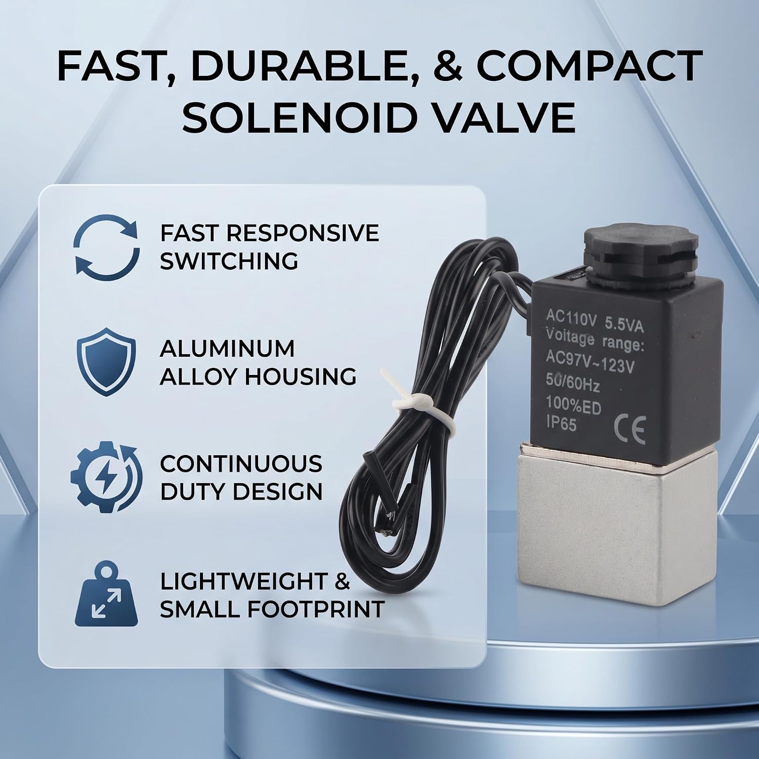 YWBL-WH Solenoid Valve G1/8in 2 Position 2 Way Normally Open Electric Solenoid Air Valve for Hydraulic Systems(AC110V), Electromagnetic Valve