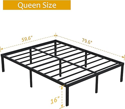 Miniatura 146 de Marco de cama tamaño King no necesita somier, plataforma de cama King resistente de 8 pulgadas, soporta hasta 3000 libras, fácil montaje, sin ruido,