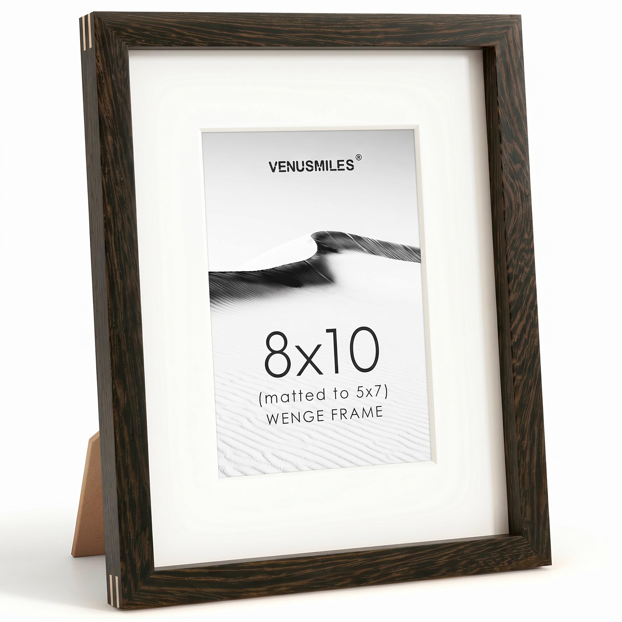 8x10 Picture Frame, USA-Sourced Natural Wenge Wood Photo Collage Frame with HD Tempered Glass, Modern Simple 8 x 10 Wooden Frame Matted to 5x7, Gallery Wall Frames for Art, Wall or Tabletop Display