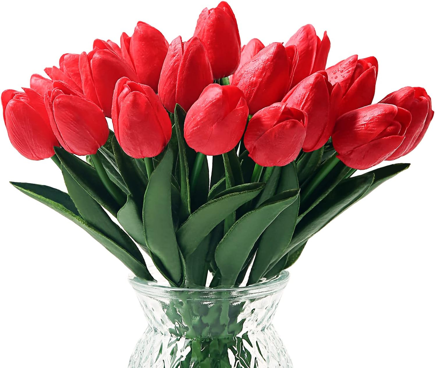 STAREDGE Red Tulips Artificial Flowers Real Touch 22Pcs