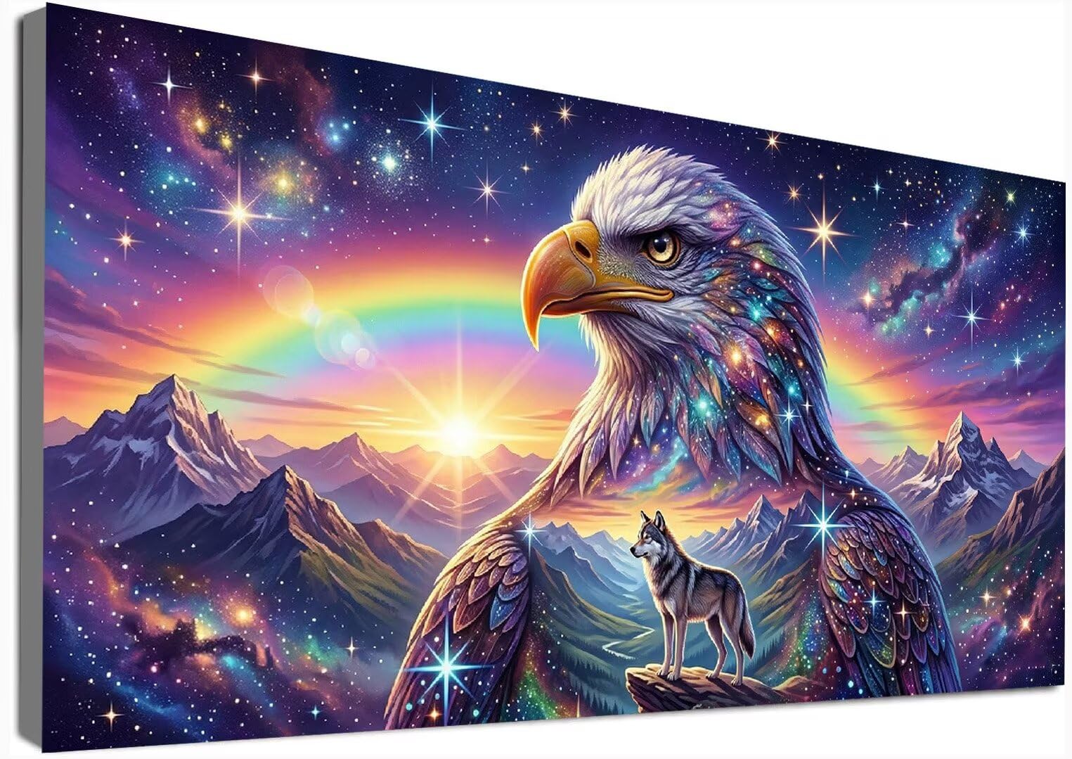 Adler Diamond Painting Groß XXL 50x110cm Diamant Painting Bilder Wolf, 5D Diamond Art Strasssteine Stickerei Mosaik Set für Basteln Erwachsene, DIY Malerei Kreuzstich für Wanddeko & Geschenk C6-220