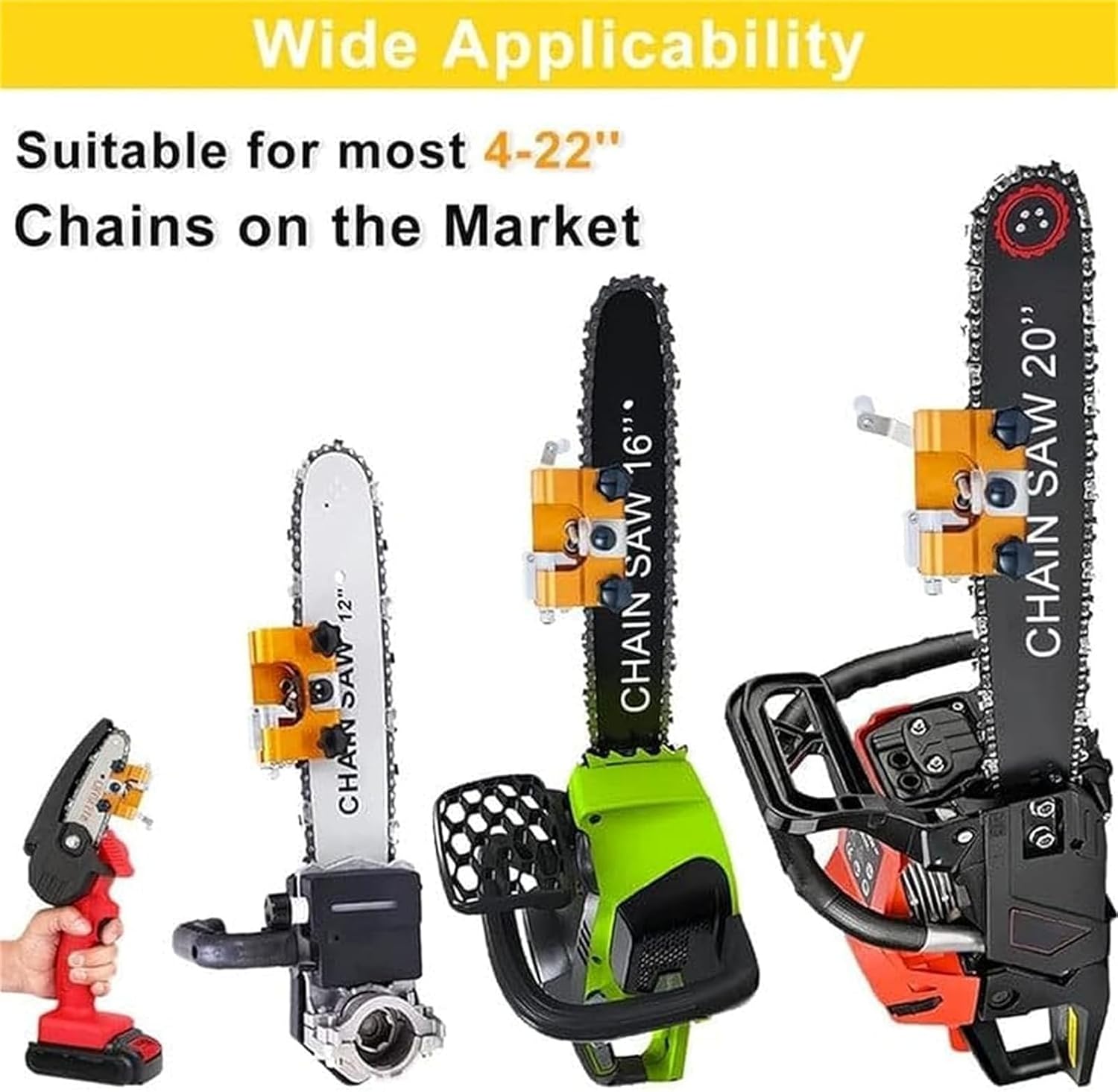 Klampero Chainsaw Sharpener, Chain Saw Sharpener Tool, Keep Chain Saw Sharp, For Chain Saws Electric Saws, For Chain Sharpening, Portable Household Hardware Tool (Yellow, Large)