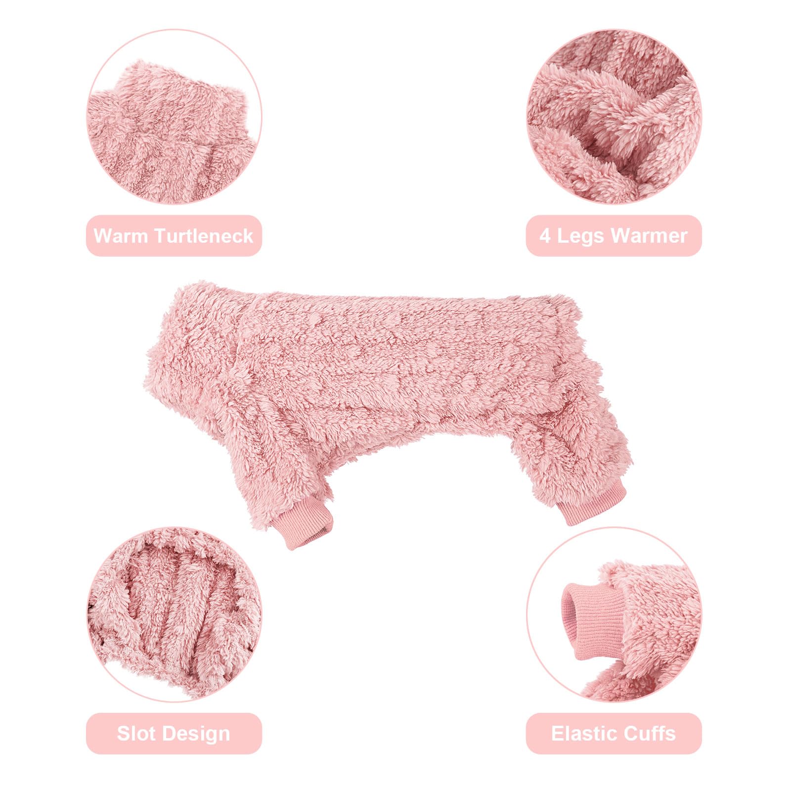 Pyjama pour chiens de petite taille, pull à col roulé – Chandail à col roulé – Vêtements épais et chauds – Manteau en polaire pour temps froid – Pyjama d'hiver pour chihuahua, yorkshire, animal de