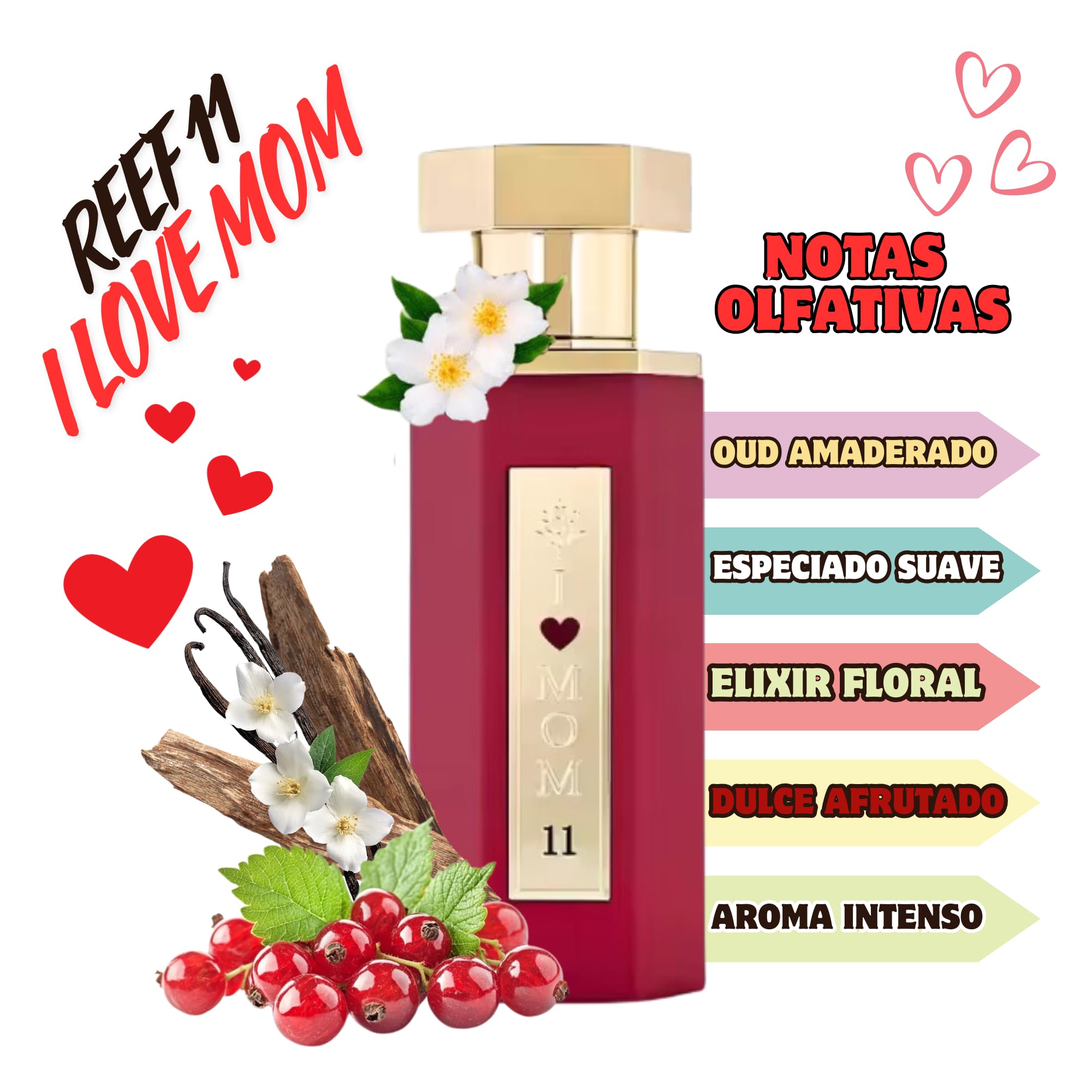 Reef 11 Perfume Árabe Reef 11 I Love Mom Reef Perfumes Árabes Para Mujer Elixir Perfume Oud De Parfum Arabian Extracto De Perfume De Dubai Perfume De Lujo Auténtico Regalos Originales Para Mujer 100ML