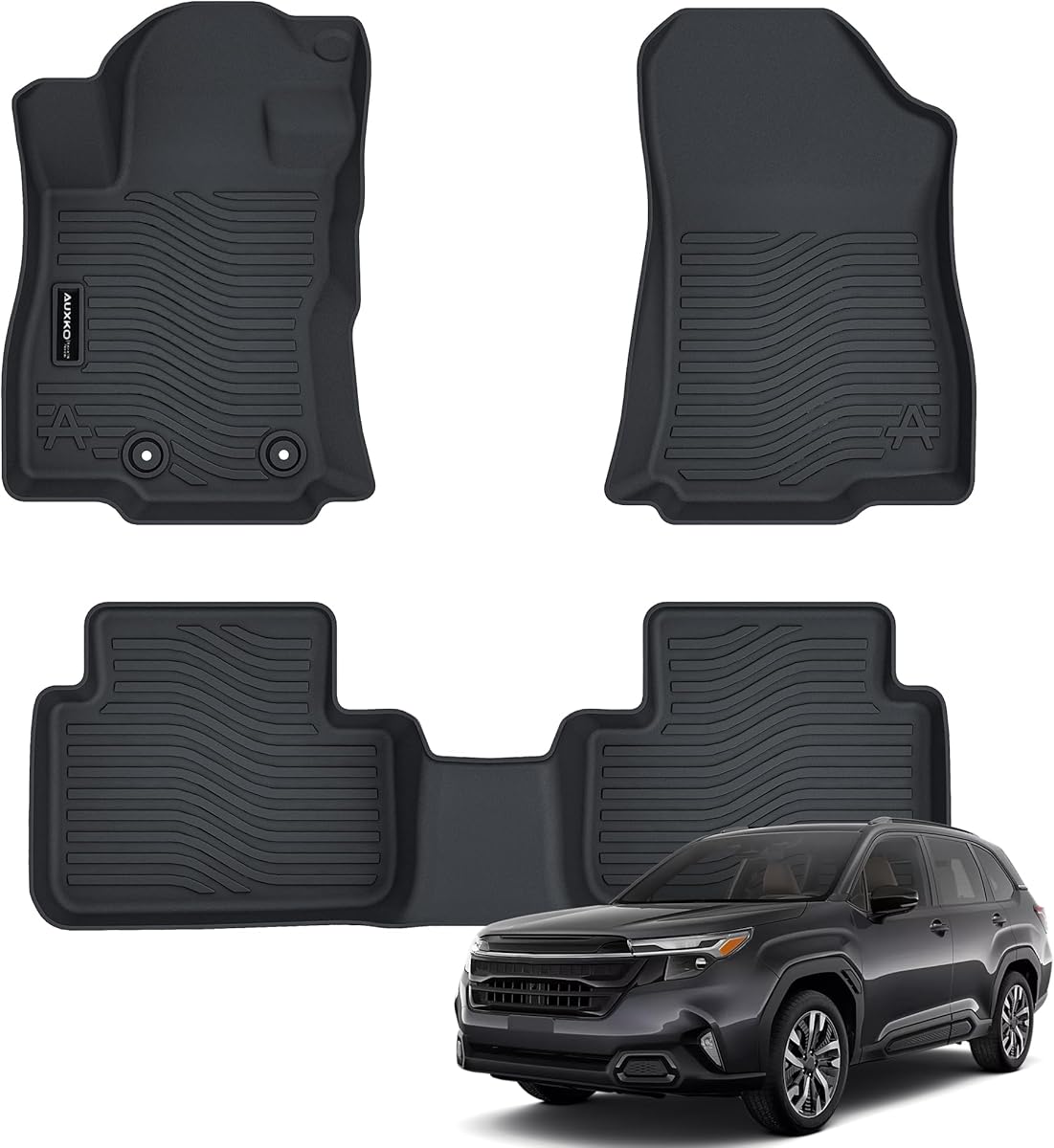 Auxko All Weather Floor Mats Fits for Subaru Forester 2025 2026 TPE Liners Accessory for Subaru Forester 2025 2026 All Season Odorless Anti-Slip Floor Mats Black
