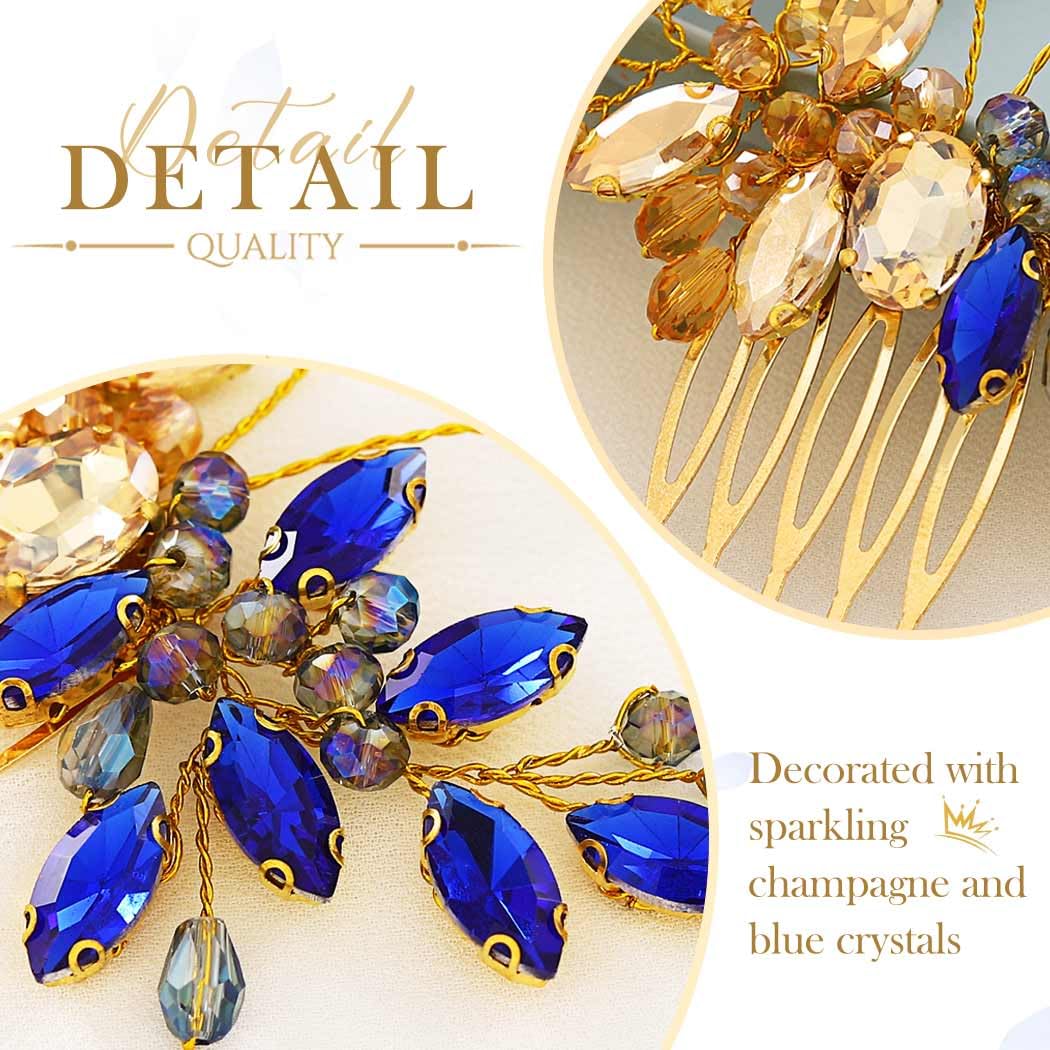 Peineta para damas de honor doradas de cristal tocado mariposa boda accesorios para el pelo para mujeres