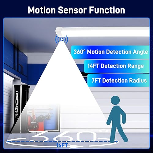 Miniatura 4 de hykolity Sensor Pir - Luz LED de 4 pies y 120 W, 12000 lm (equivalente a 370 W), luz diurna de 5000 K, activada por movimiento, colgante o montaje