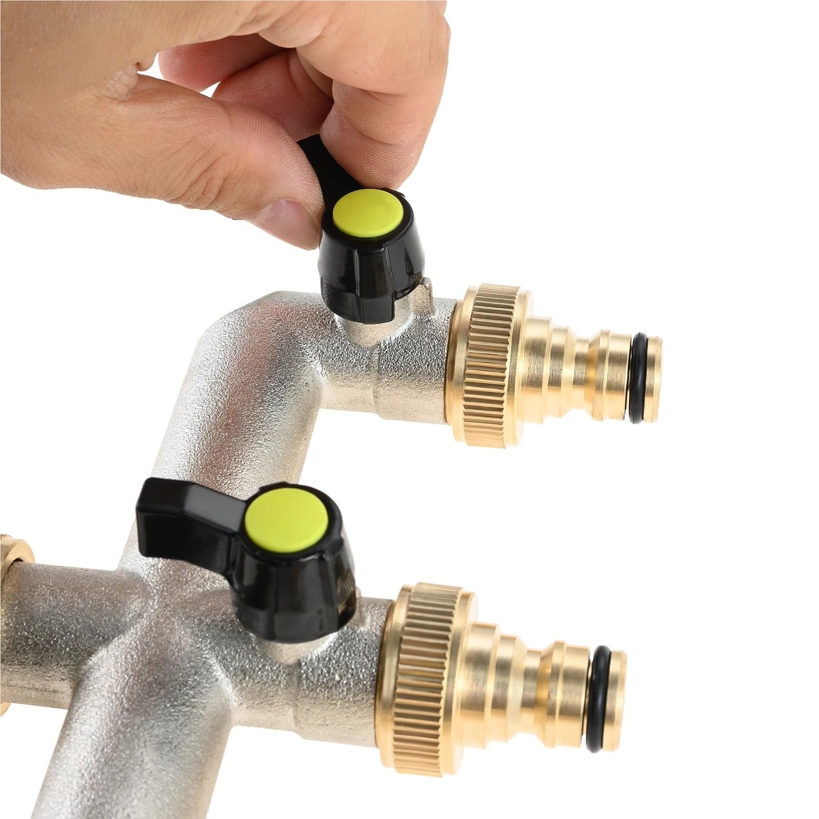 2 uds. Distribuidor de Agua del Grifo conexión válvula 3 vías Rosca 3/4 Pulgadas con válvulas Cierre Individuales distribuidores Adaptador para Grifo, Manguera de Jardín