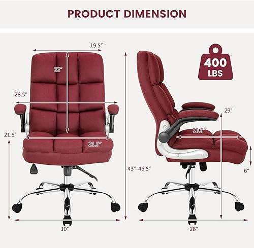 Miniatura 3 de COSTWAY Silla ergonómica de oficina en casa, silla de escritorio para computadora grande y alta con respaldo ajustable de inclinación y reposabrazos